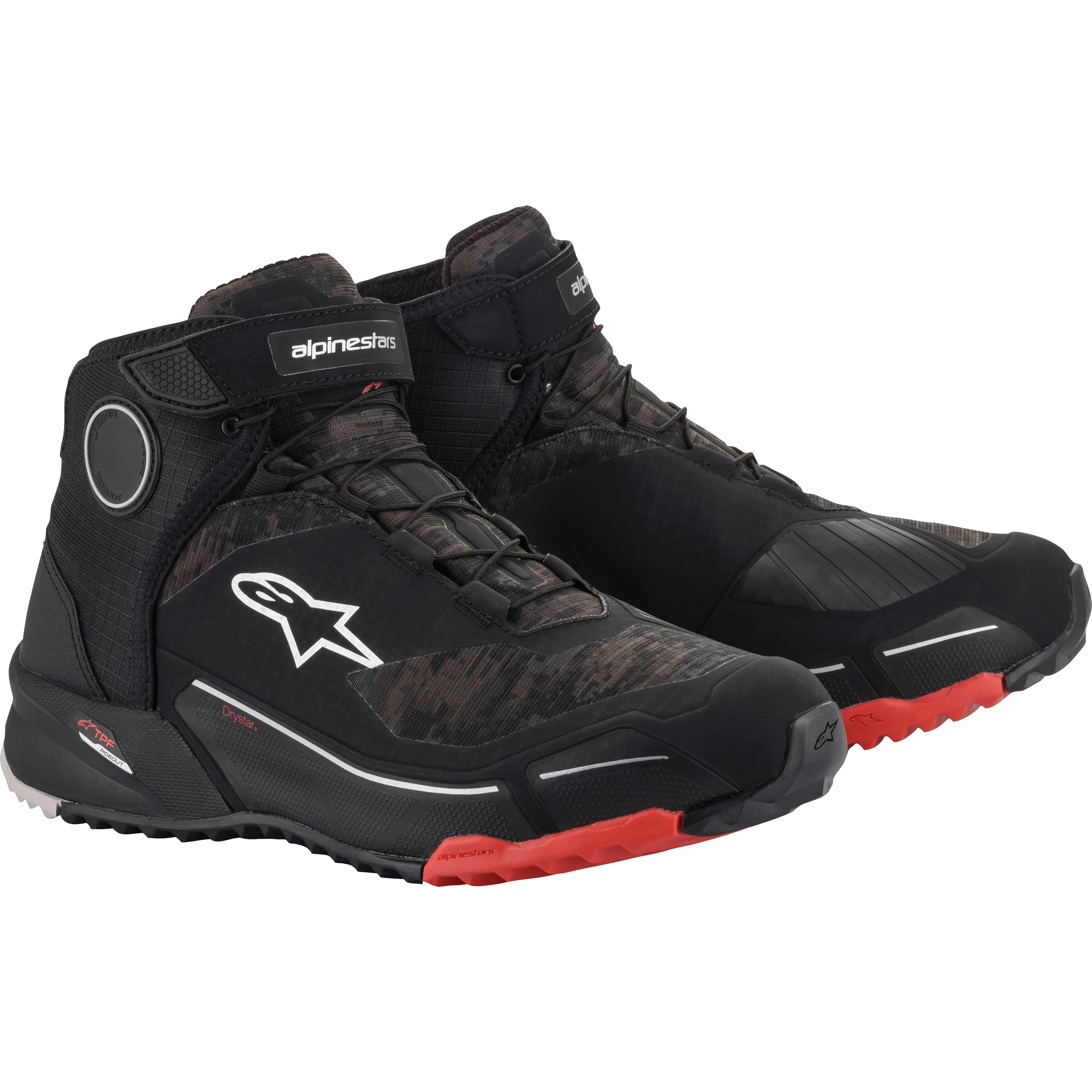 Alpinestars CR-X Drystar Riding Schuh schwarz/camo rot 9