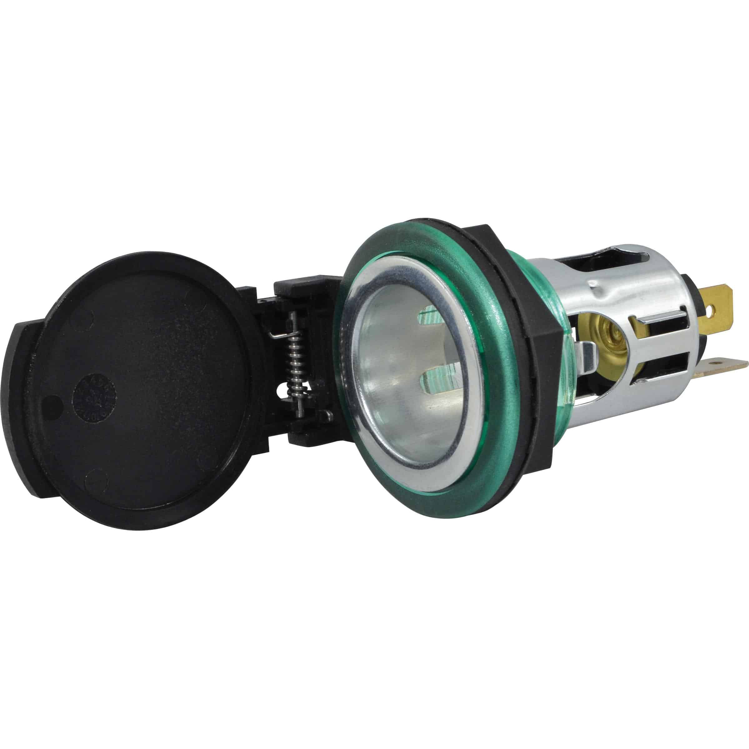 Baas Bikeparts Einbau-Bordsteckdose ZIG Ø21mm mit Federklappdeckel ZA22 - Motorradteile & Ersatzteile - Elektrik