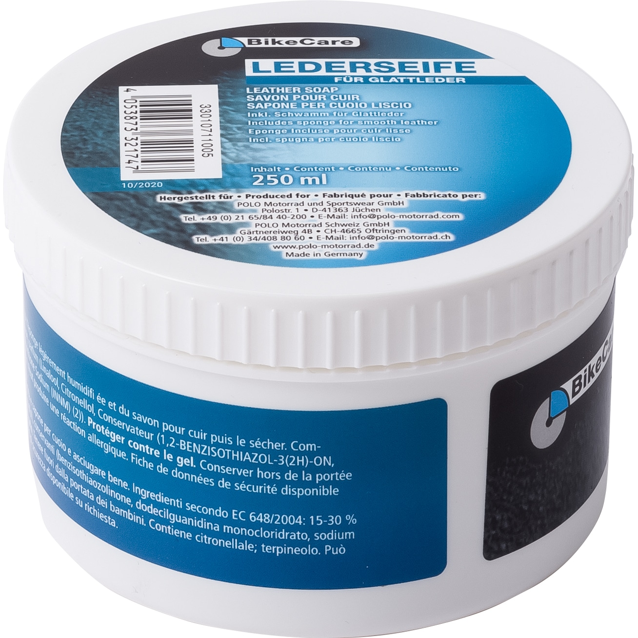 BikeCare Lederseife für Glattleder mit Schwamm 250ml - Motorradzubehör - Reinigung & Pflege