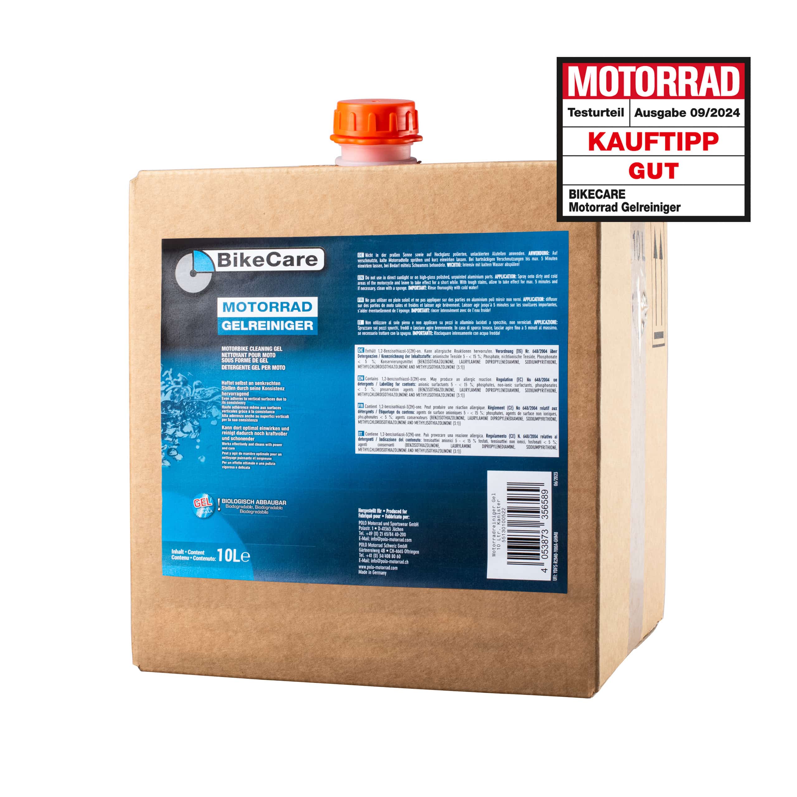 BikeCare Motorrad Gel 10 Ltr. Nachfüllk. mit wiederverschl. Deckel - Motorradzubehör - Reinigung & Pflege