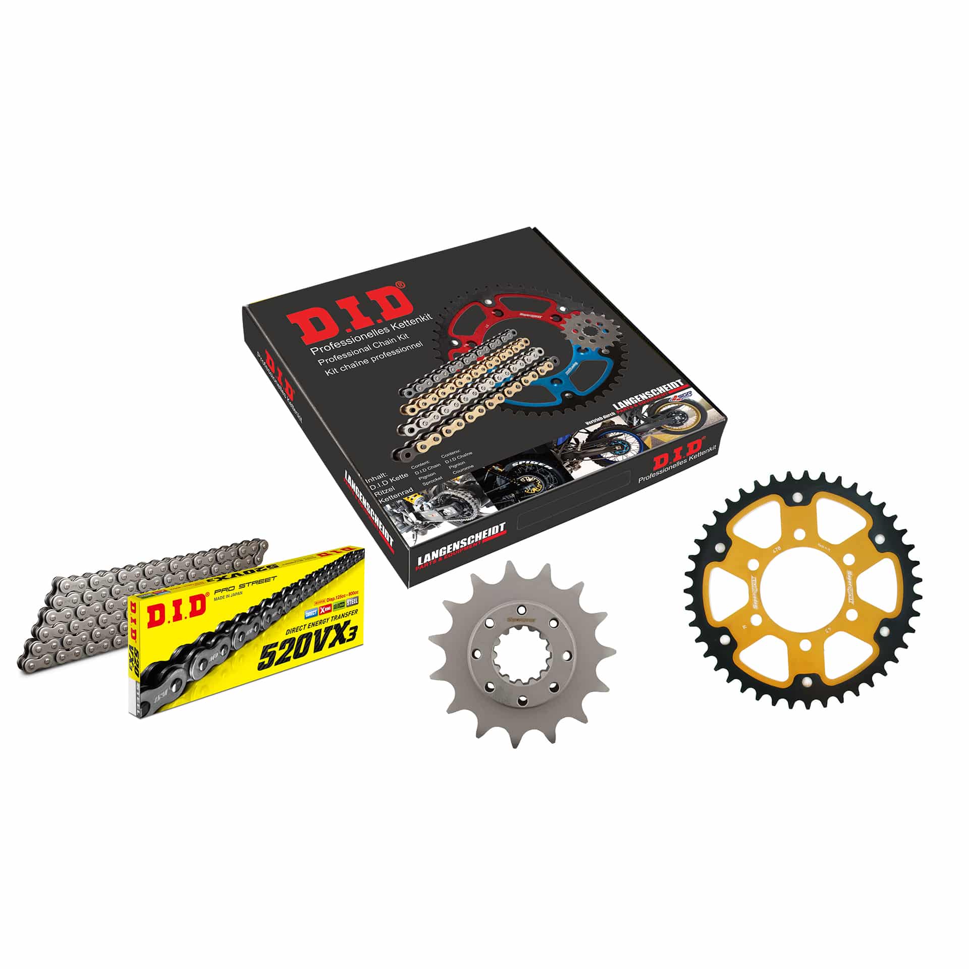 D.I.D. Supersprox Kettenkit Stealth 520VX3 Niet X 15/43/112 gold für Kawasaki - Motorradteile & Ersatzteile - Kraftübertragung