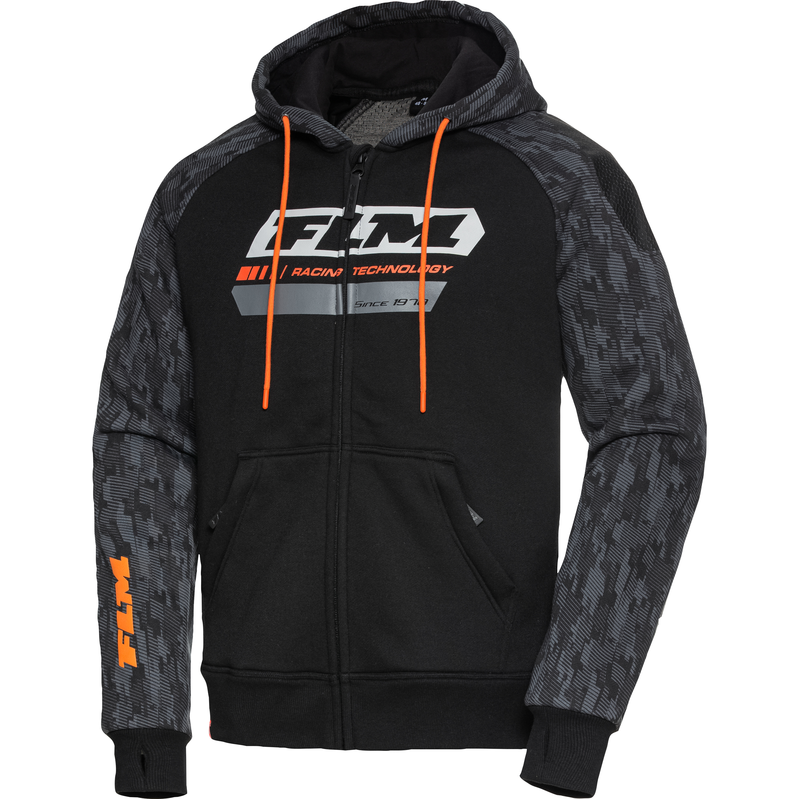 FLM Drift Sport Hoodie mit Protektoren schwarz/orange 3XL - Motorradbekleidung - Motorradjacken