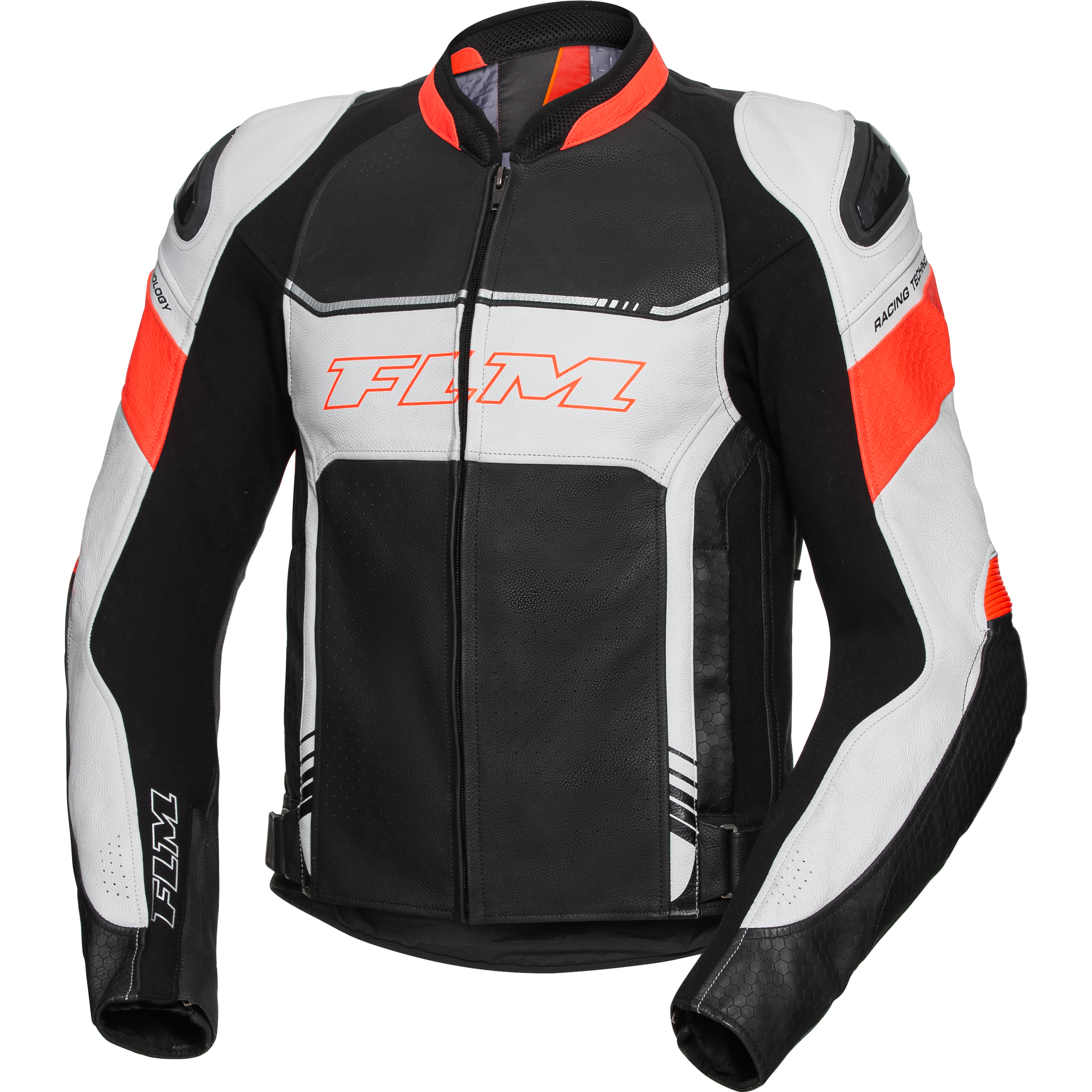 FLM Sports Leder Kombijacke 2.2 grau/rot 52 - Motorradbekleidung - Motorradjacken