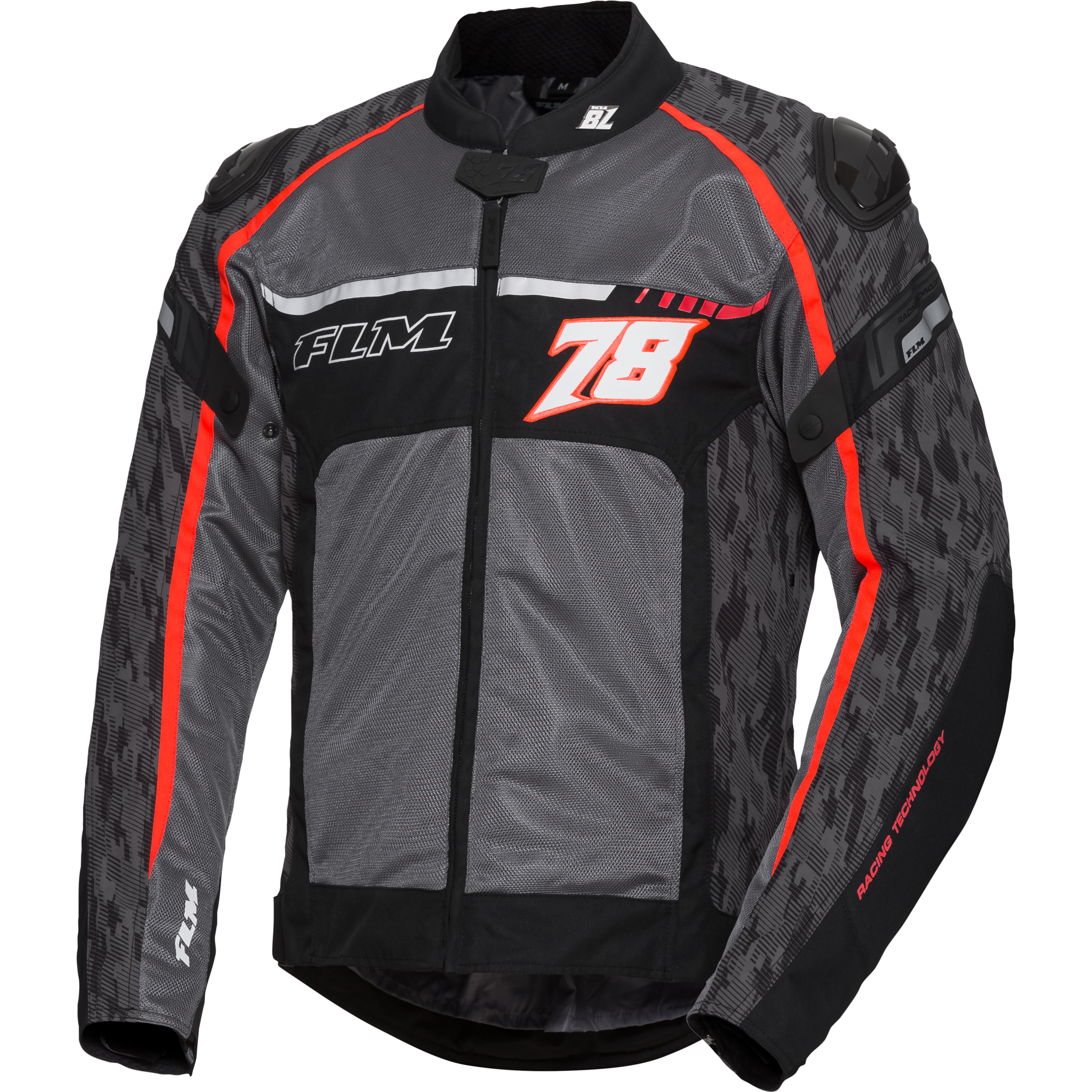 FLM Sports Textil Jacke 1.2 grau/rot XXL - Motorradbekleidung - Motorradjacken