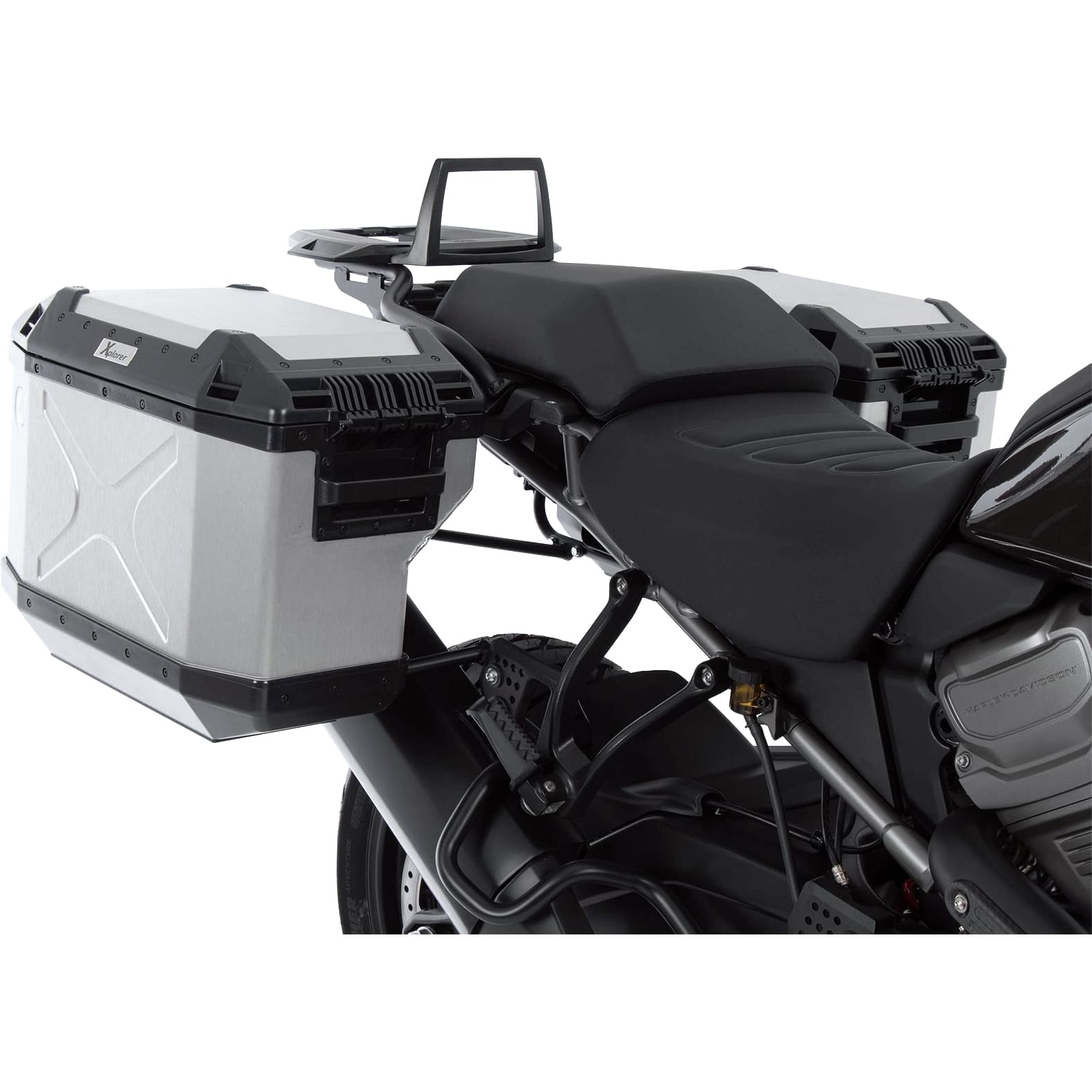 Hepco & Becker Xplorer Cutout Kofferset silber für Harley Pan America 1250 - Motorradzubehör - Motorradgepäck