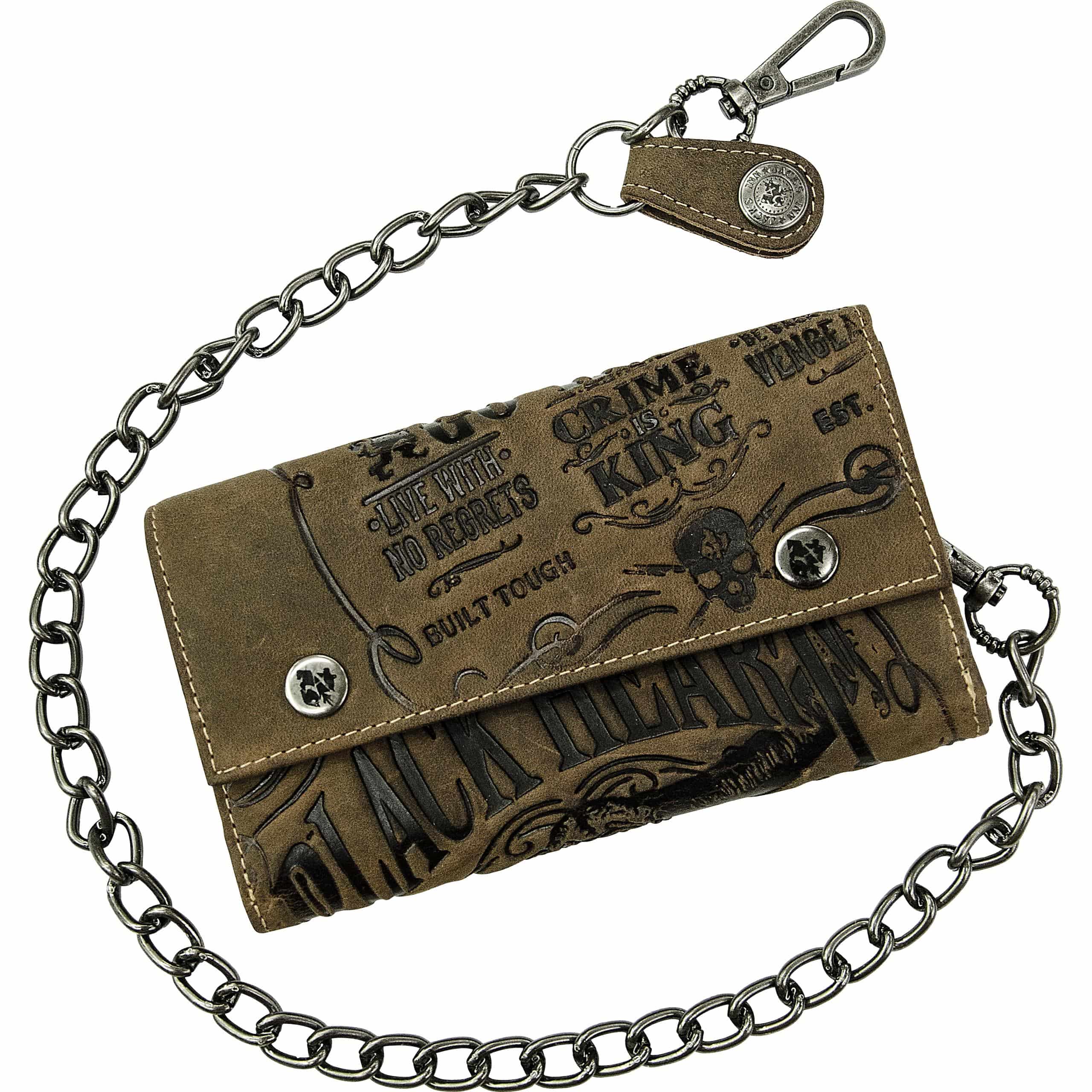 Jack's Inn 54 Börse quer mit Kette "Black Brandy" vintage braun - Motorradzubehör - Geschenkideen