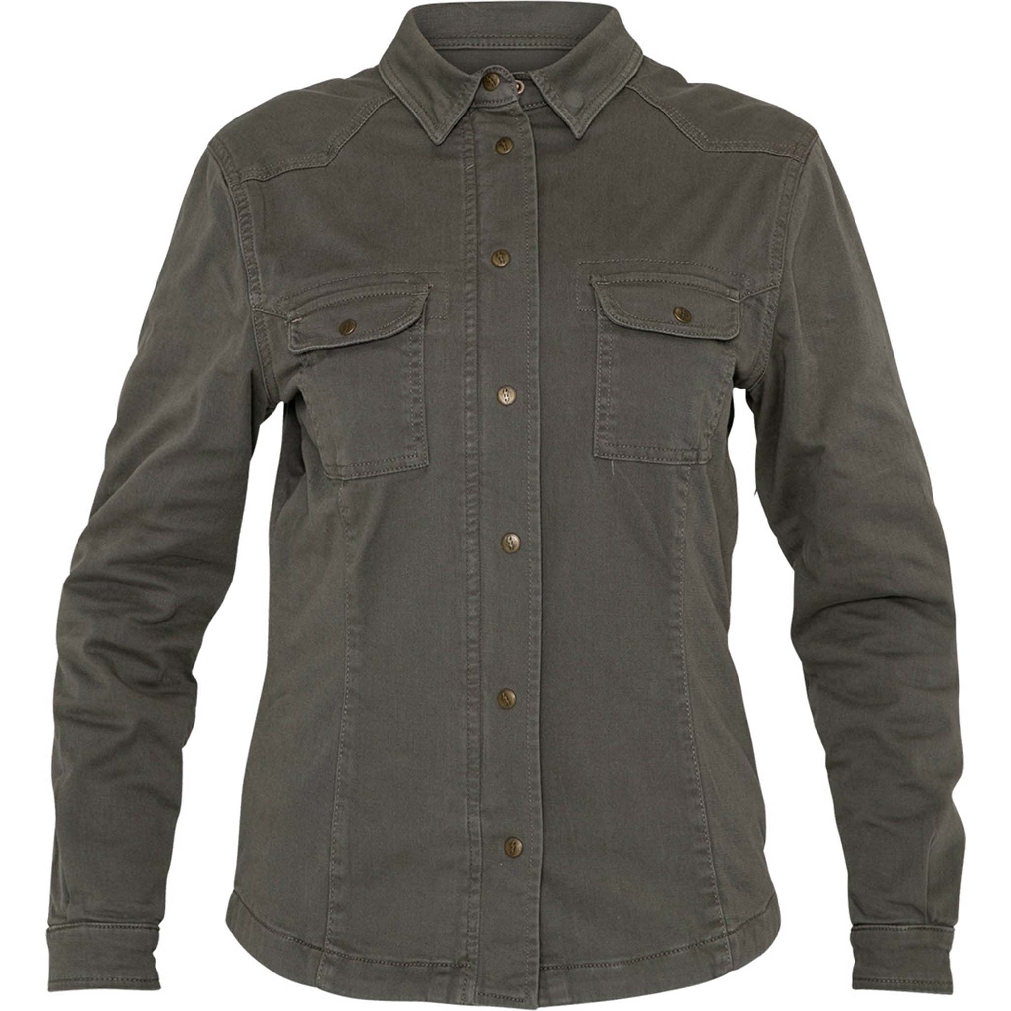 John Doe Damen Motoshirt Hemd olive L - Motorradbekleidung - Chopper Motorradbekleidung