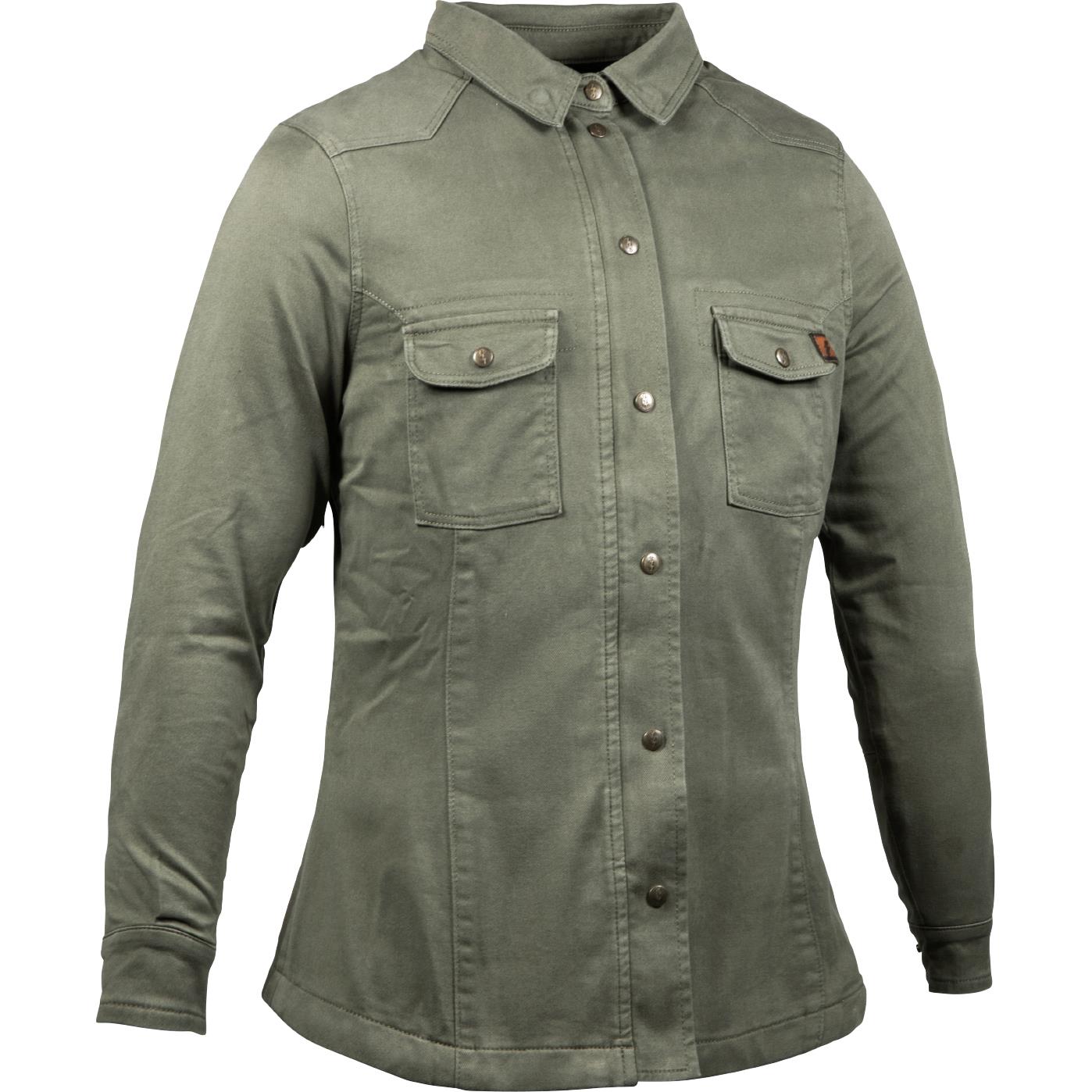John Doe Damen Motoshirt Hemd olive M - Motorradbekleidung - Chopper Motorradbekleidung