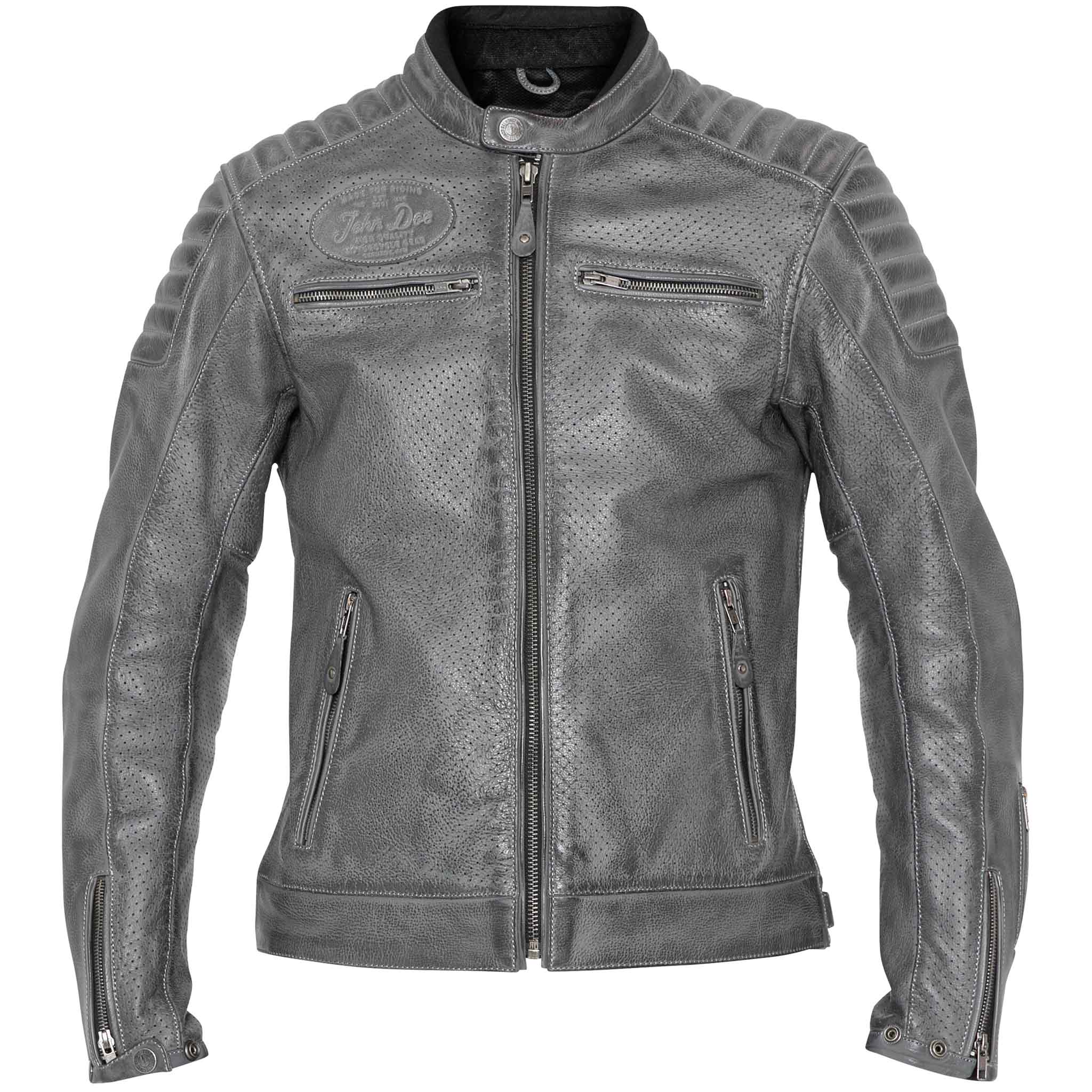 John Doe Storm Lederjacke grau S - Motorradbekleidung - Motorradjacken