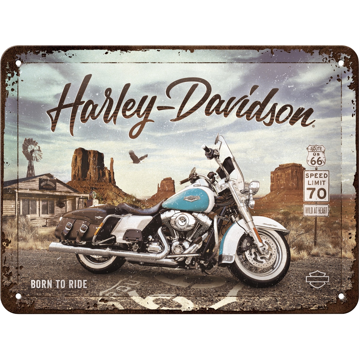 Nostalgic-Art Blechschild 15 x 20 HD - Route 66 "Road King Classic" - Motorradzubehör - Geschenkideen