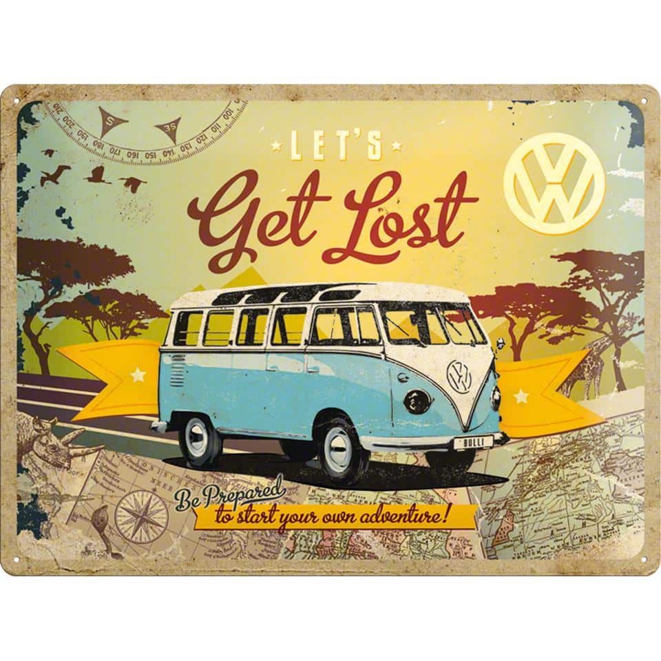 Nostalgic-Art Blechschild 30 x 40 "VW Bulli - Let's Get Lost" - Motorradzubehör - Geschenkideen