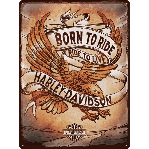 Nostalgic-Art Blechschild 30 x 40 cm Harley Davidson - Born to Ride Eagle - Motorradzubehör - Geschenkideen