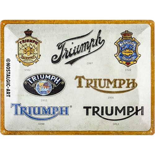 Nostalgic-Art Blechschild 30 x 40 cm Triumph - Logo Evolution - Motorradzubehör - Geschenkideen