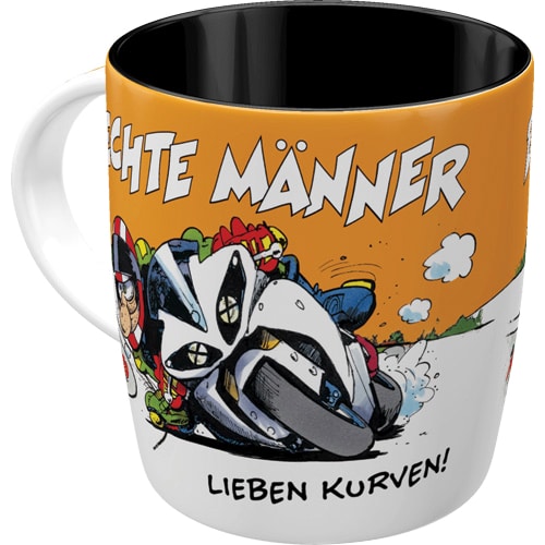 Nostalgic-Art Tasse Set - MOTOmania - Echte Männer lieben Kurven! - Motorradzubehör - Geschenkideen