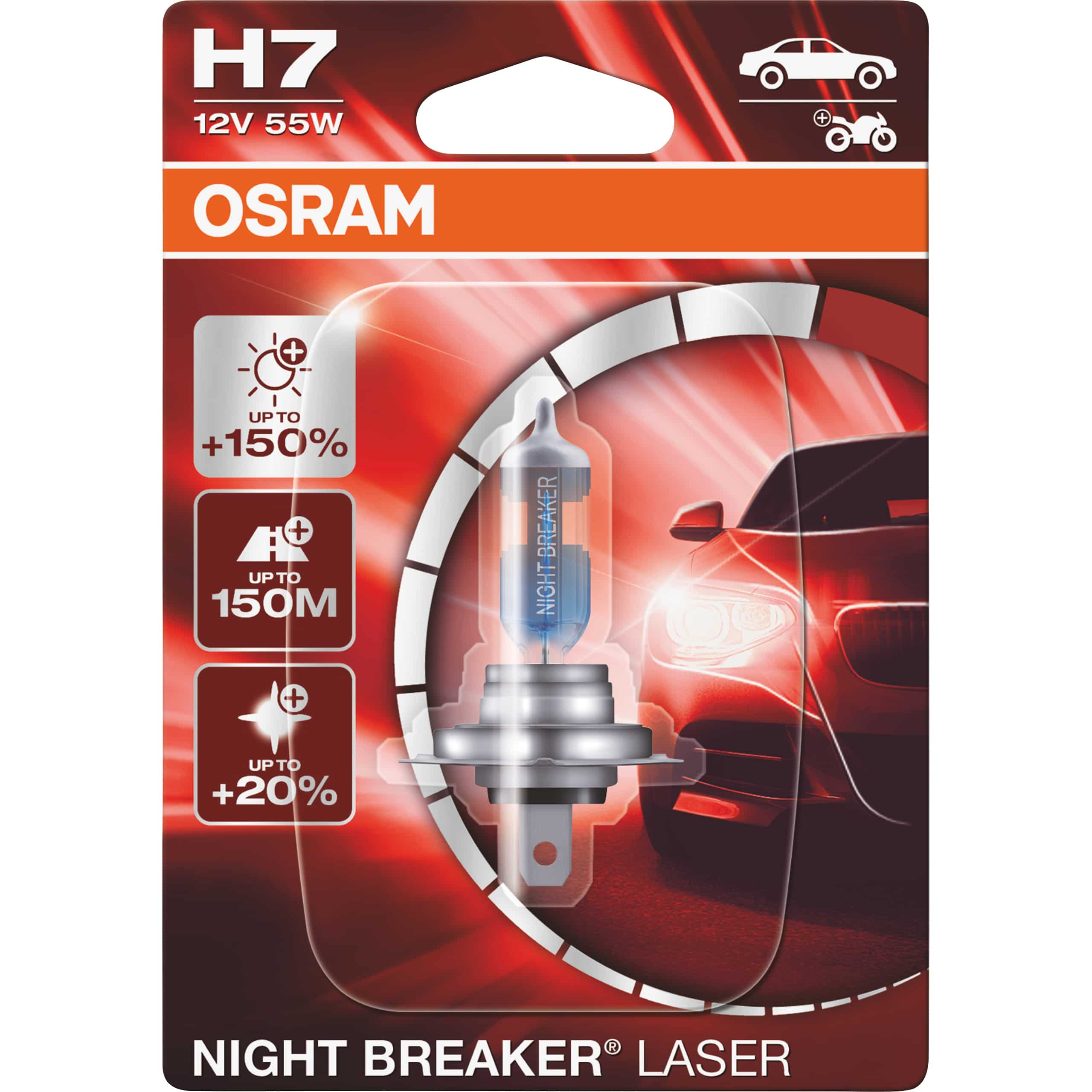 Osram Night Breaker® Laser Leuchtmittel + 150% H7 12V