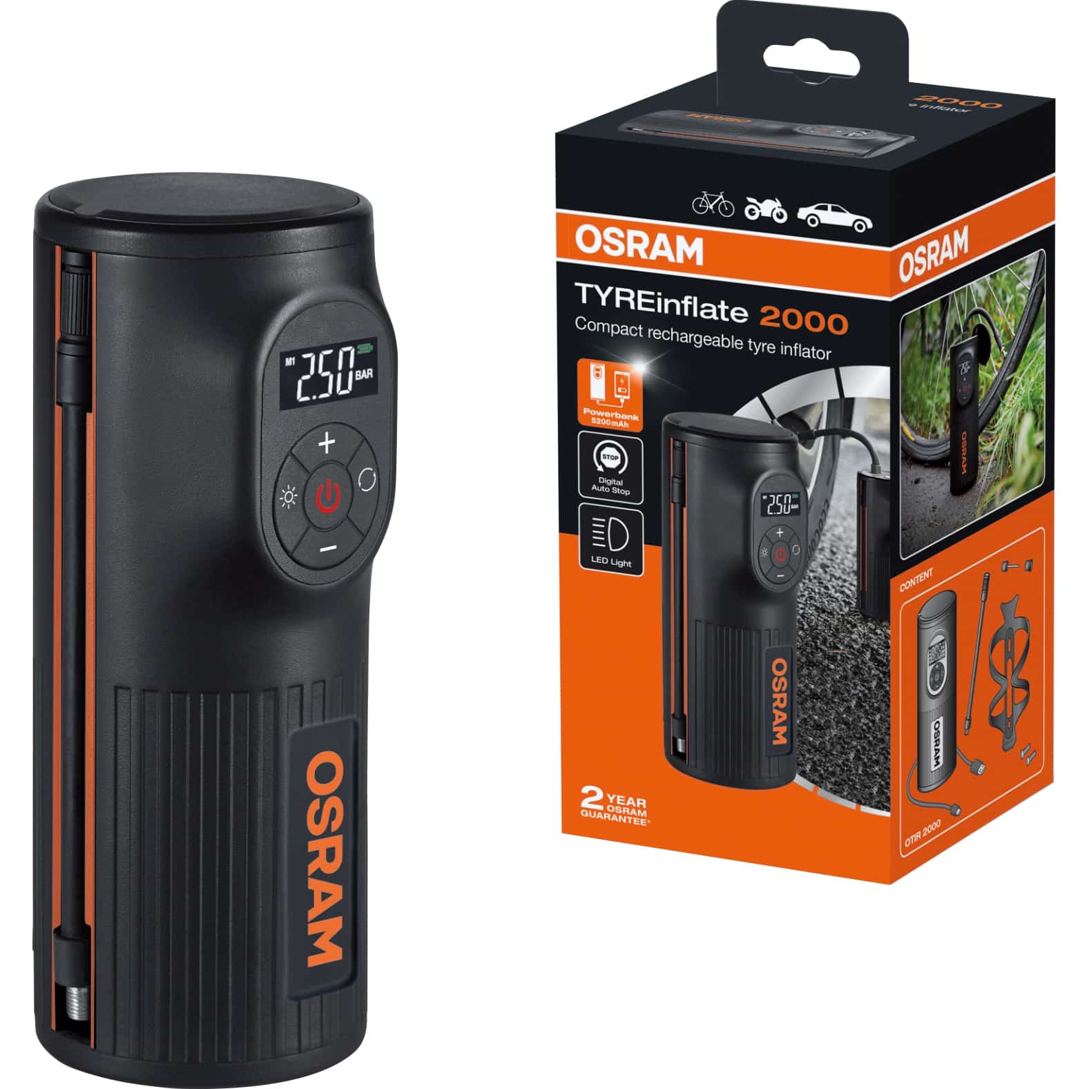 Osram OTIR2000 Reifendruckkompressor - Motorradteile & Ersatzteile - Reifen & Felgen