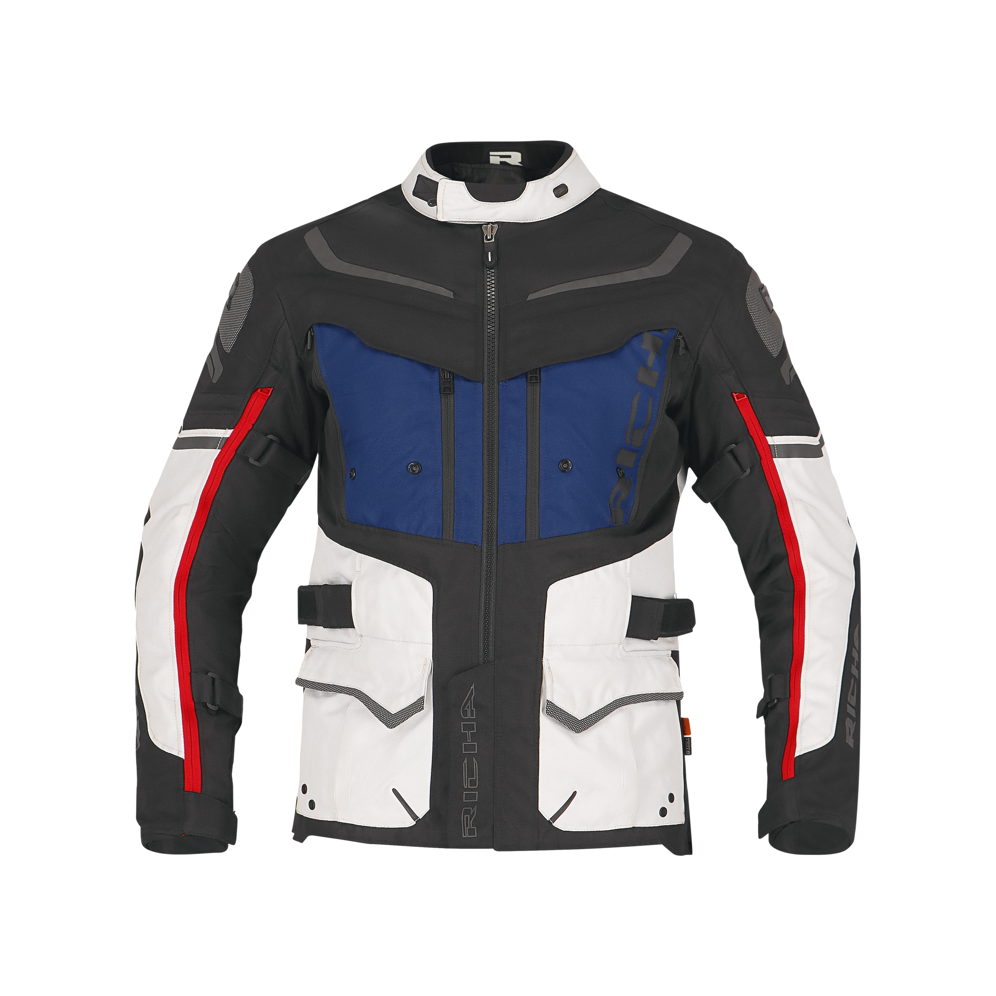 Richa Infinity 2 Adventure Textiljacke hellgrau/blau/rot 3XL - Motorradbekleidung - Motorradjacken
