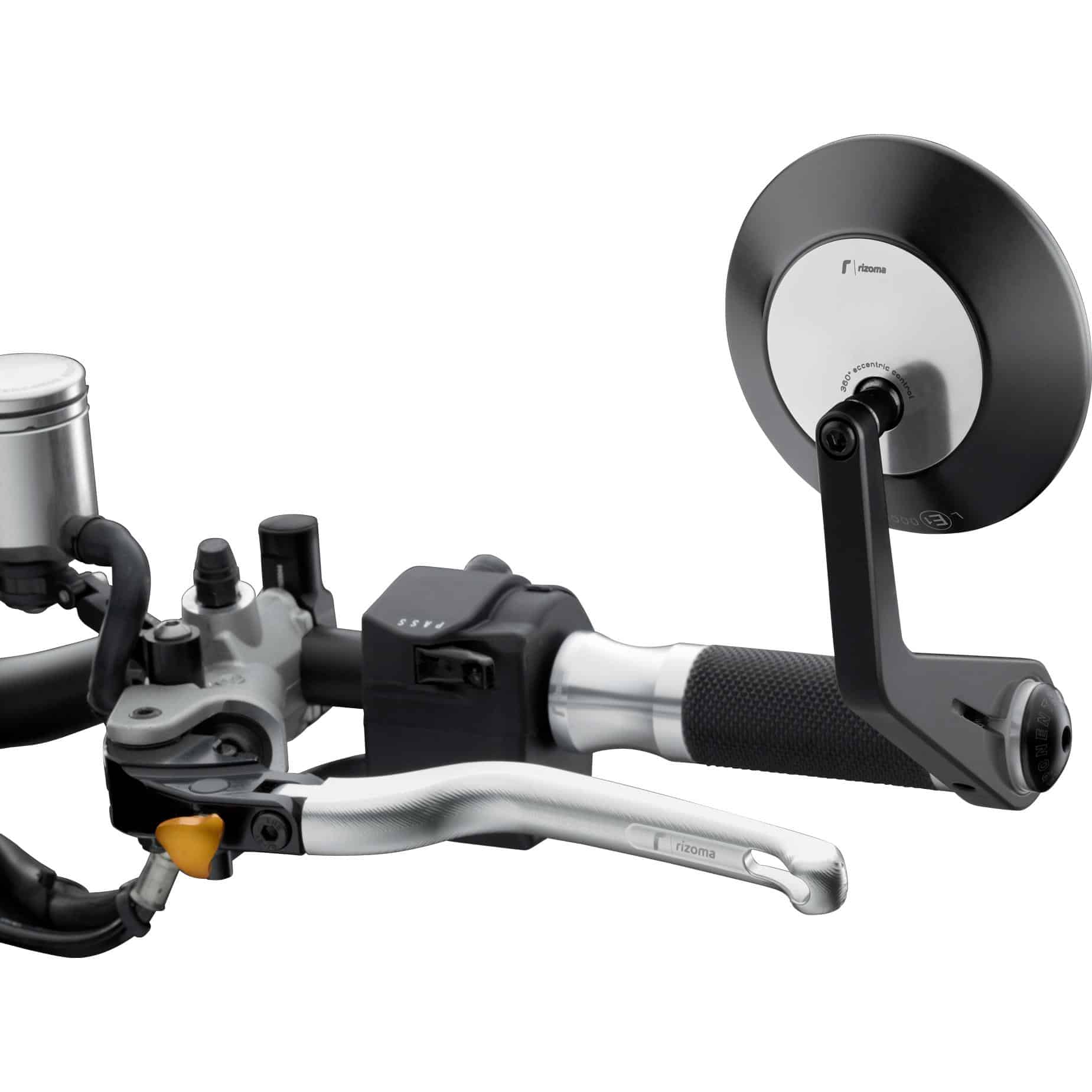 Rizoma Lenkerendenspiegel 22-30mm Eccentrico BS145AB schwarz/silber - Motorradteile & Ersatzteile - Motorradspiegel
