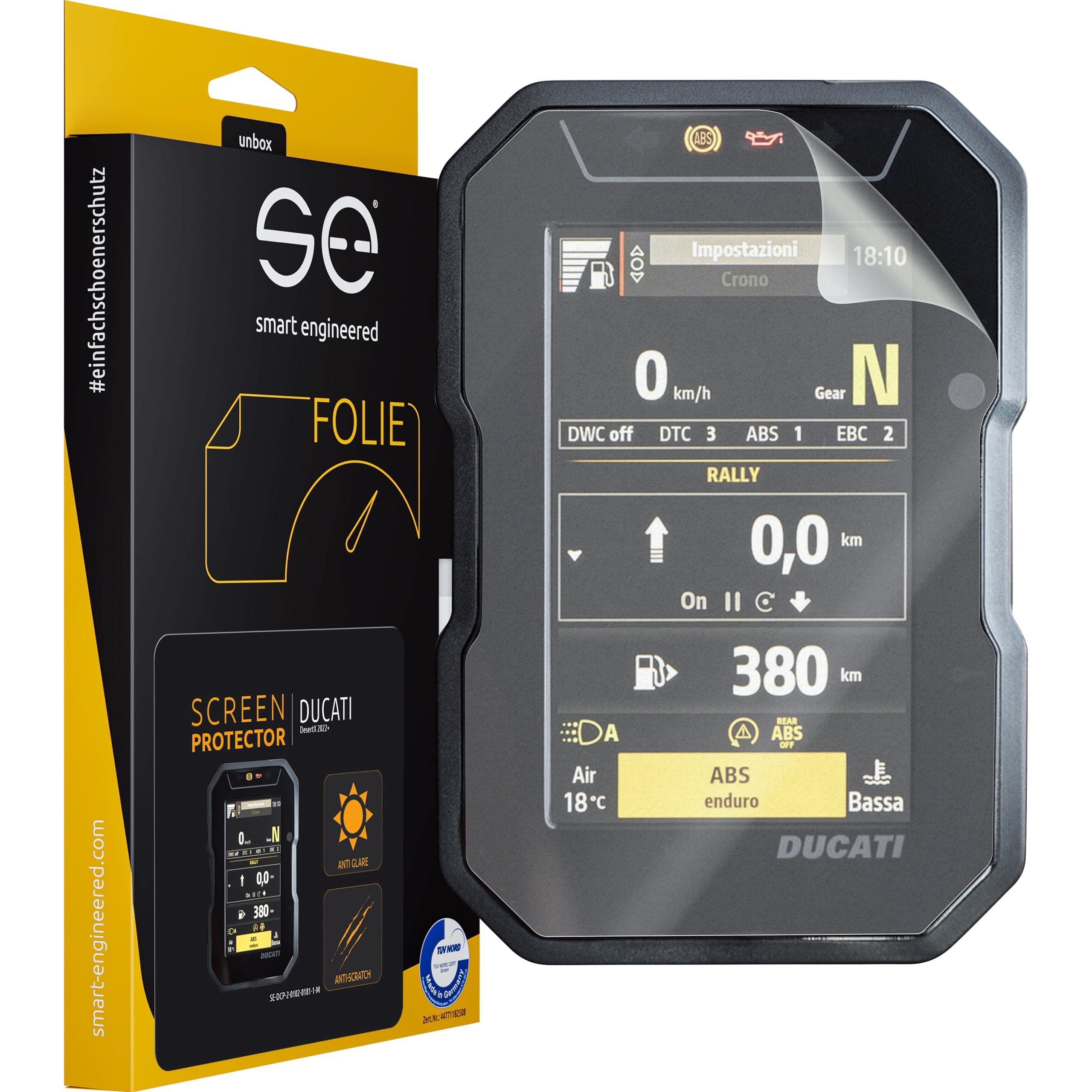 Smart Engineered Cockpit-Schutzfolie entspiegelnd für Ducati DesertX - Motorradteile & Ersatzteile - Tacho & Instrumente
