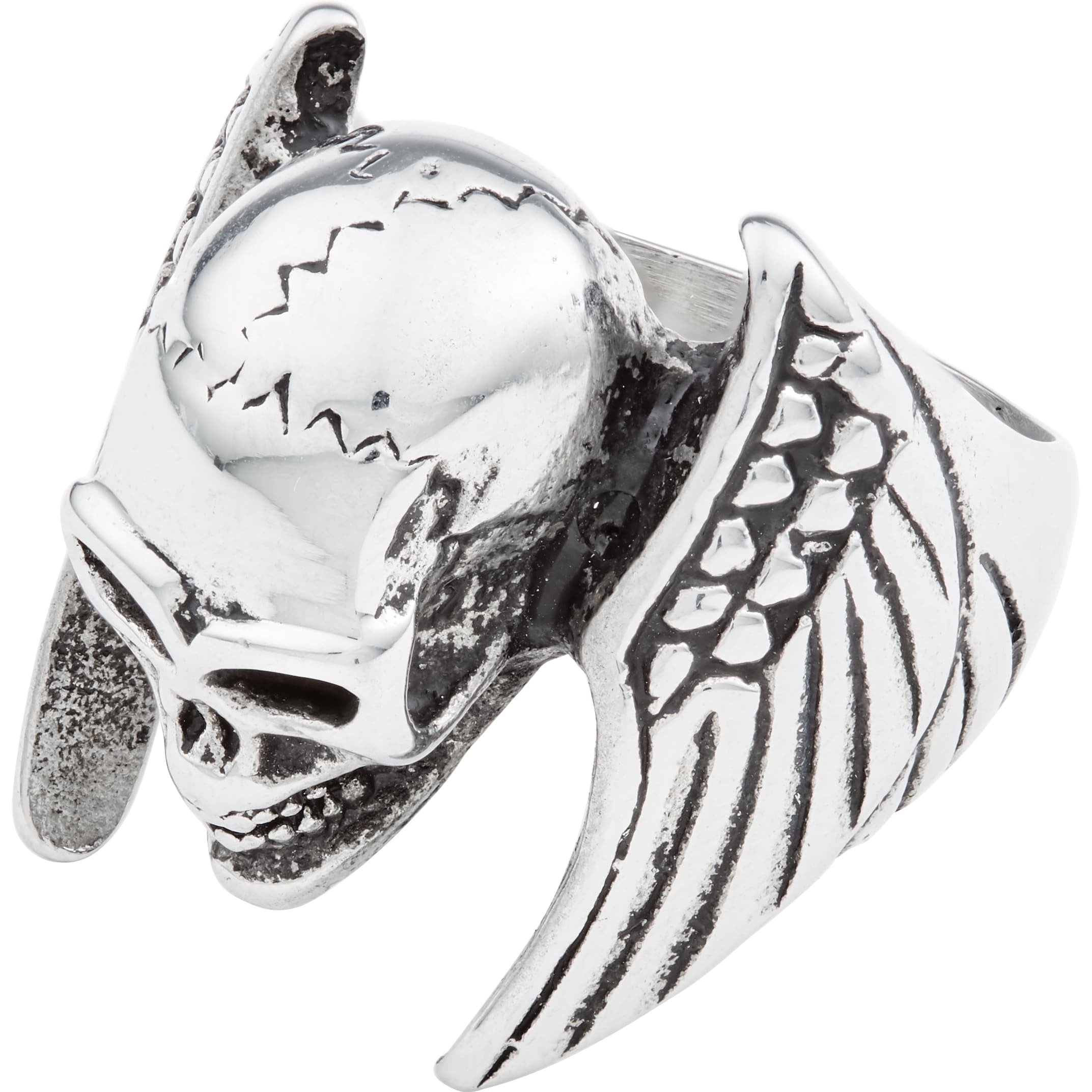 Spirit Motors Edelstahlring "Winged Skull" silber 22 - Motorradbekleidung - Zubehör & Accessoires