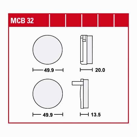 TRW Lucas Bremsbeläge organisch MCB32 Ø49
