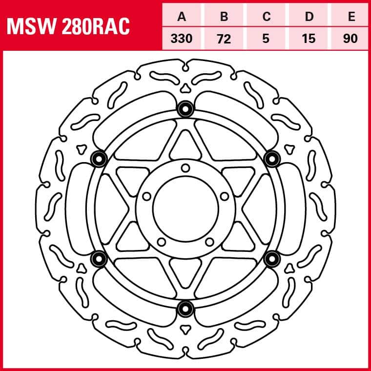 TRW Lucas Bremsscheibe RAC schwimmend MSW280RAC 330/72/90/5/15mm - Motorradteile & Ersatzteile - Bremsen