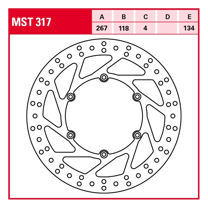 TRW Lucas Bremsscheibe Street starr MST317 267/118/134/4mm - Motorradteile & Ersatzteile - Bremsen