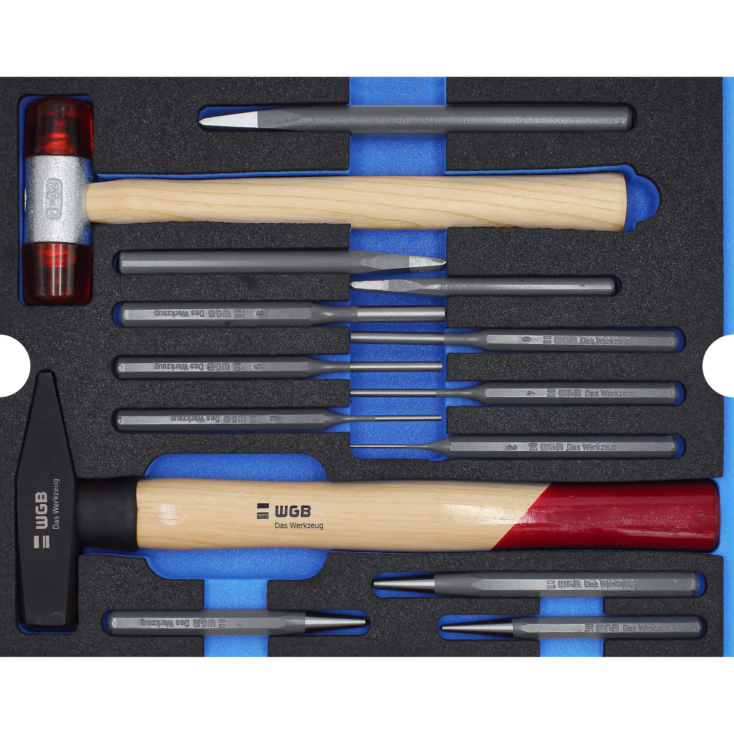 WGB MES blau Hammer/Meißel/Durchtreiber 14-teilig - Motorradzubehör - Werkzeuge