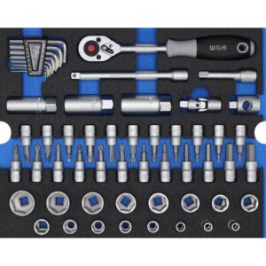 WGB MES blau Steckschlüsselsatz mit 3/8" Knarre 55teilig - Motorradzubehör - Werkzeuge