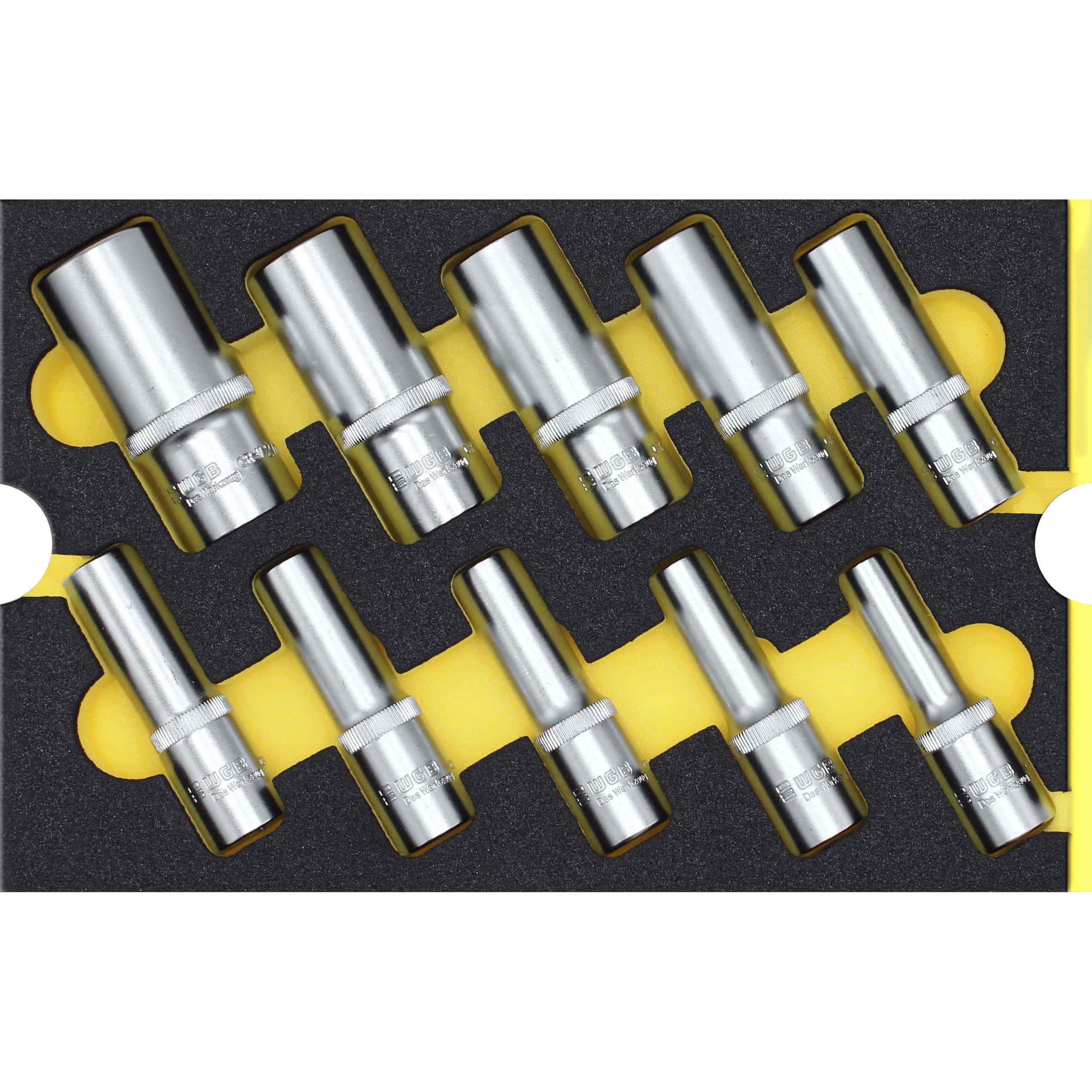 WGB MES gelb Steckschlüsseleinsätze lang 1/2" 10-teilig - Motorradzubehör - Werkzeuge