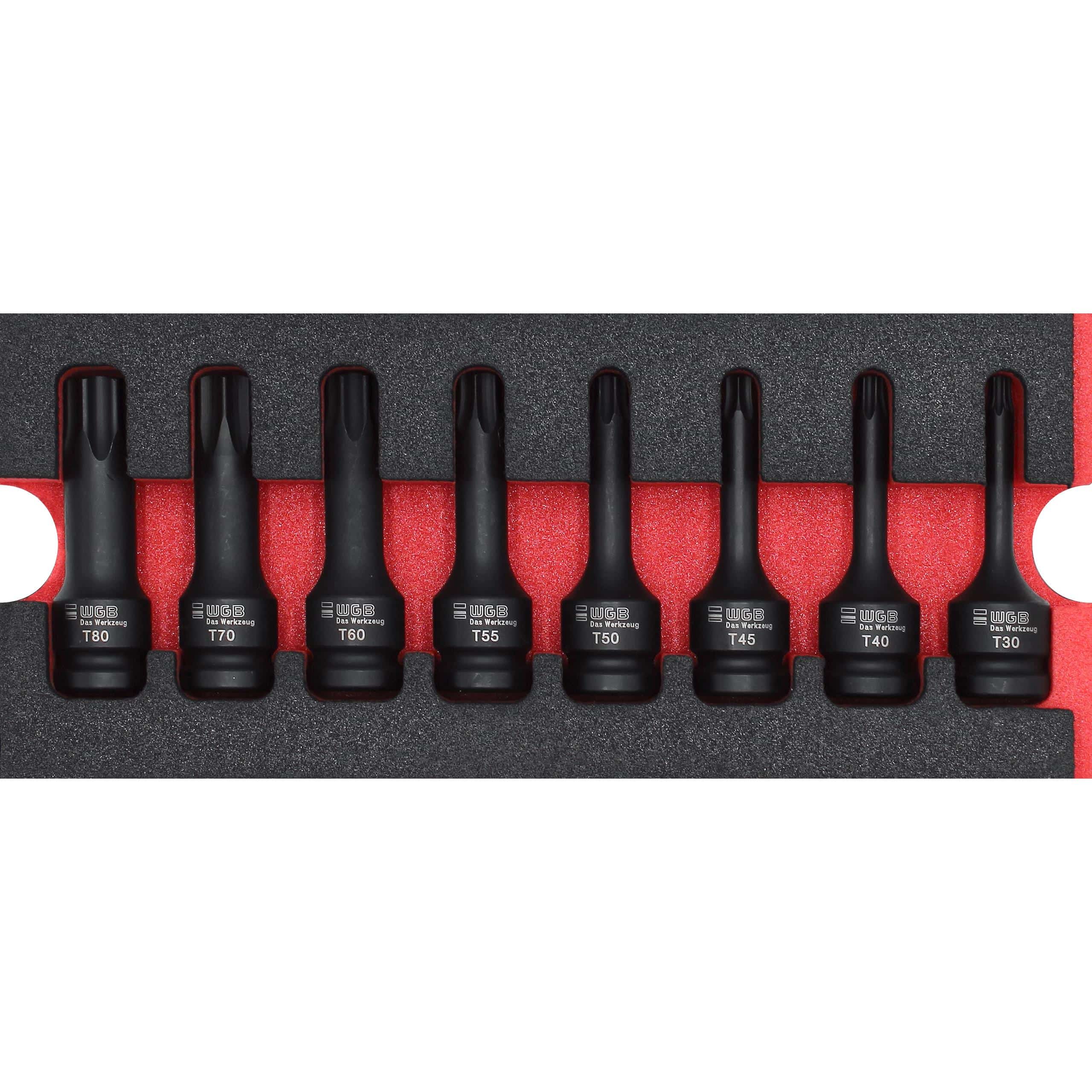 WGB T-Profil Steckschlüsseleinsätze 1/2" rot 8-teilig - Motorradzubehör - Werkzeuge