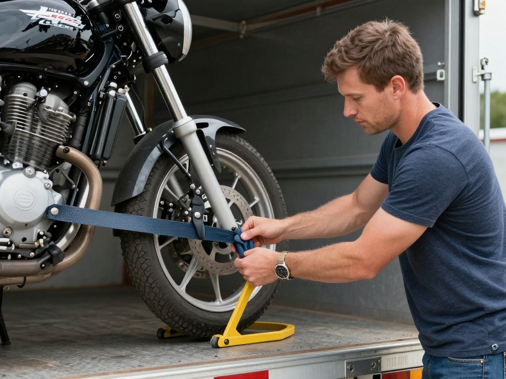 Motorrad auf Anhänger befestigen