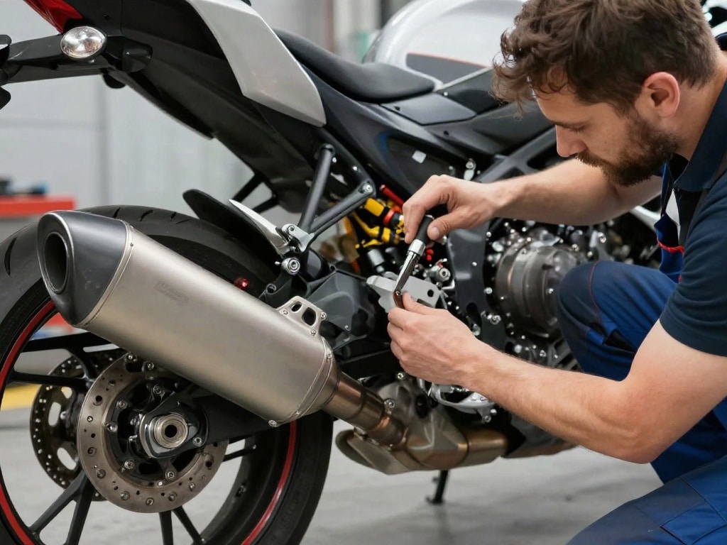 Motorrad Auspuff wechseln