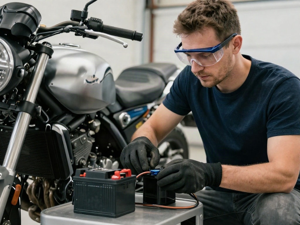 Motorrad Batterie laden