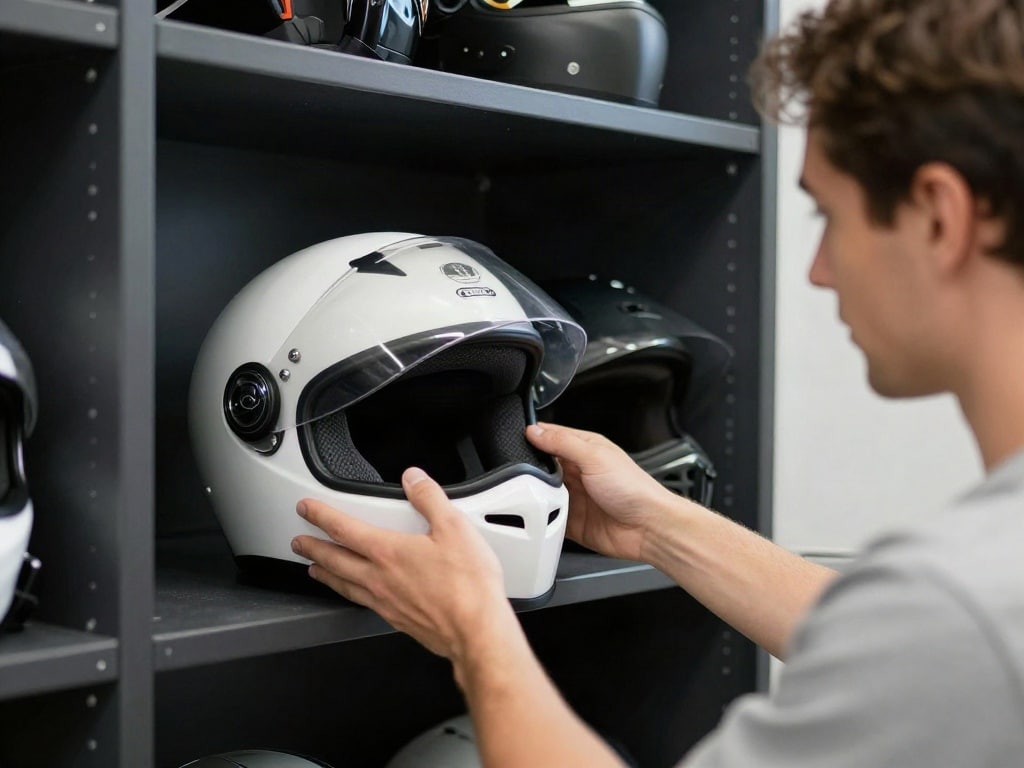 Motorradhelm lagern