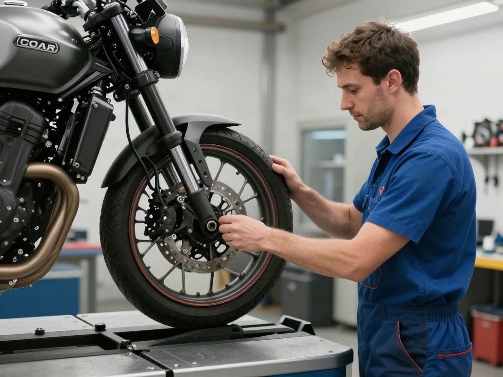 Motorrad Reifen auswuchten