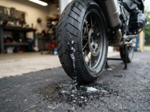 Motorrad Reifen verliert Luft