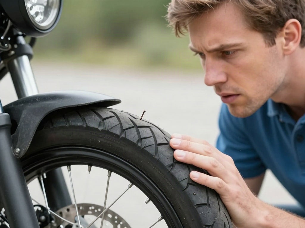 Motorrad Reifen verliert Luft